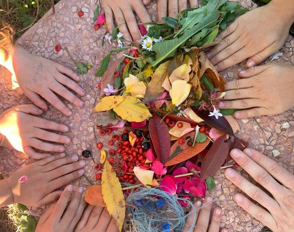 A peaceful sacred space with nature relics, representing the foundation of holistic education.